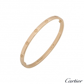 Cartier Rose Gold Plain Love Bracelet SM Size 16 B6047316